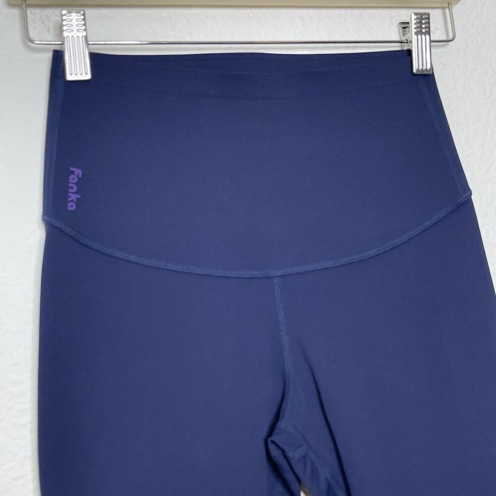 Fanka Power Leggings XS Blue Body Sculpt Compression Reversible Yoga Gym Lifting